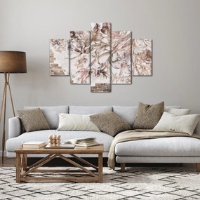 Tablou - Frescă florală pe un perete de cărămidă (150x105 cm)