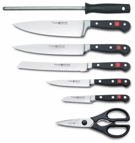 Wüsthof CLASSIC set 8 cuțite bucătărie, suport, frasin/bej