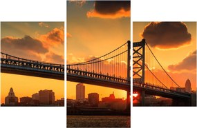 Tablou - Apus de soare peste Podul Ben Franklin, Philadelphia (90x60 cm)