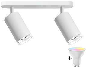 Spot LED RGBW dimerizabil pentru baie TURYN, 2x GU10/6,5W/230V, IP44, alb
