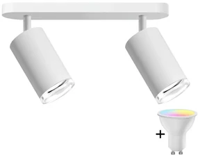 Spot LED RGBW dimerizabil pentru baie TURYN, 2x GU10/6,5W/230V, IP44, alb