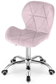 Set pentru birou – birou pliabil ZARIMO 80×40 cm alb + scaun de birou AVOLA VELVET roz