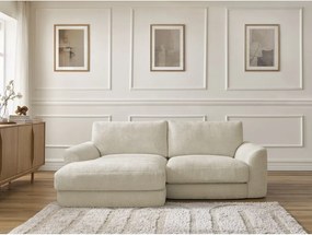 Colțar bej cu tapițerie din chenille (cu colț pe partea stângă/cu șezlong) Leonore – Bobochic Paris