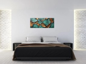 Tablou - Pictură verde-auriu (120x50 cm)