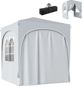Outsunny Tonnelă de grădină 2 x 2 m cort pop-up pliabil reglabil pe înălțime protecție UV50+ 4 pereți laterali husă gri deschis | Aosom Romania