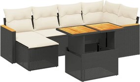 vidaXL Set canapele de grădină cu perne, 7 piese, negru, poliratan