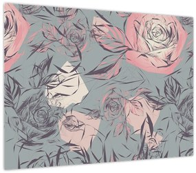 Tablou pe sticlă - Trandafir (70x50 cm)