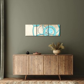 Tablou - Cercuri albastre acvarelă (cu ceas) (90x30 cm)