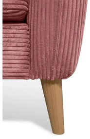 Colțar roz cu tapițerie din catifea reiată (cu colț pe partea stângă ) Paris – Scandic