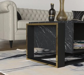 Măsuţă de Cafea Bianco, 106.4 x 60 x 40.4 cm, Negru / Auriu