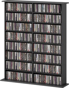 HOMCOM Mobilier Bibliotecă cu 16 Rafturi pentru 720 CD-uri din Lemn 106.5x24x123.7 cm Negru | Aosom Romania