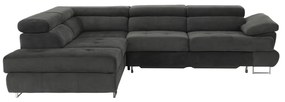 Set canapea cu spaţiu de depozitare, gri, material textil, stânga, BUTON R