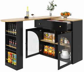 Masă de bar extensibilă cu spațiu de depozitare, Negru | Aosom Romania