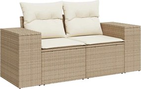 vidaXL Canapea de grădină cu perne, 2 locuri, bej, poliratan