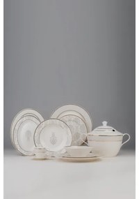 Set de masă, 68 de piese, porțelan bone china, multicolor/ivoriu