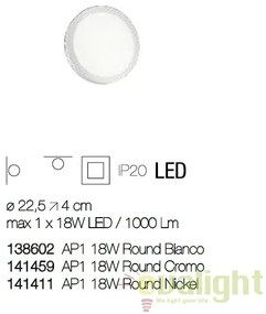 Aplica LED diametru 22,5cm, UNIVERSAL AP1 18W ROUND BIANCO 138602
