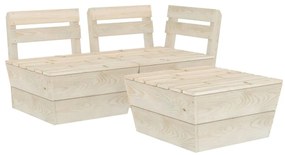 Set mobilier de gradina paleti, 3 piese, lemn de molid tratat colt + mijloc + masa, 1