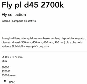 Plafoniera LED moderna Fly pl d45 2700k negru
