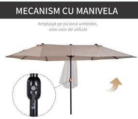 Umbrela Dubla Outsunny pentru Gradina, Suprafata Acoperita: 4.6m Cafea | Aosom Romania
