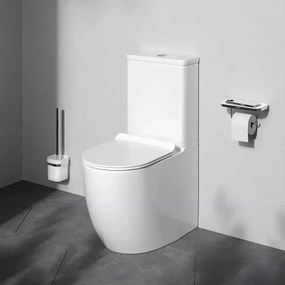 Set vas WC pe pardoseala AM.PM Like Aquaspin cu capac softclose alb lucios si rezervor aparent