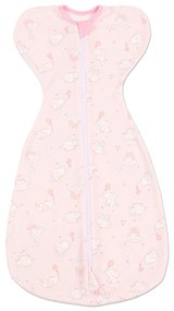 Sistem de infasat cu fermoar dublu Kidizi Swaddel Confort Elefun Pink 0-4 luni, 100% bumbac, 0.5 tog