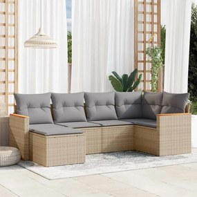 vidaXL Set canapele de grădină, 6 piese, cu perne, bej, poliratan