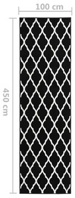 Covor traversa, negru si alb, 100x450 cm, BCF Alb si negru, 100 x 450 cm
