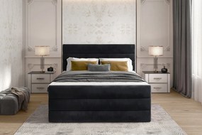 Pat tapitat, boxspring, cu spatiu pentru depozitare, 140x200 cm, Cande 141, Eltap (Culoare: Verde Inchis)