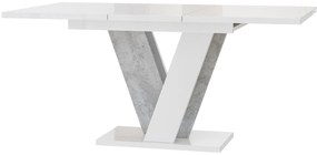 Masă de sufragerie Venag (alb lucios + piatră) (pentru 4 până la 6 persoane). 1055271