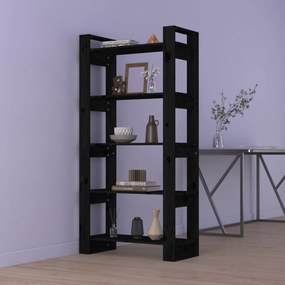 813913 vidaXL Bibliotecă/Separator cameră, negru, 80x35x160 cm, lemn masiv