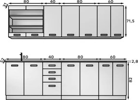 Mobilier de Bucătărie Bubble, ADRK Furniture (Lungime: 240 cm)