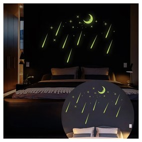 Autocolante fluorescente Ambiance Moon And Falling Stars