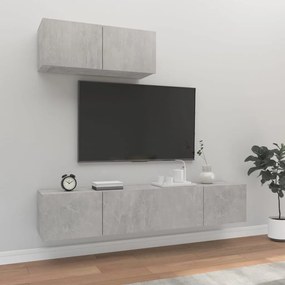 vidaXL Set dulapuri TV, 3 piese, gri beton, lemn prelucrat