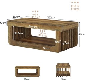 Masuta de cafea, 120 x 60 cm, masa canapea Maro, Riflaj - MCM3