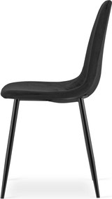 Scaun de masa PADVA VELVET cu picioare negre, negru