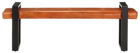 288081 vidaXL Bancă, negru și maro, 160 cm, piele naturală de capră