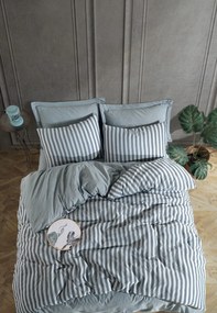 Set lenjerie pat ROAD POTLU, verde, bumbac/poliester, 200x220 cm, cu c