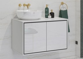 Dulap lemn masiv baie Irvella pentru chiuvetă, 78 × 51 × 48 cm - Crem