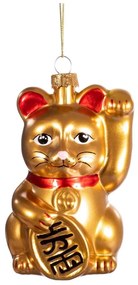 Ornament de Crăciun lucrat manual din sticlă 11 cm Lucky Cat – Sass &amp; Belle