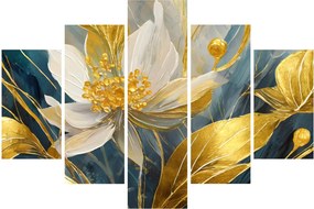Tablou - Pictura de flori de aur (150x105 cm)