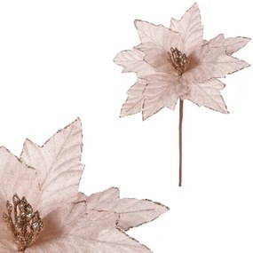 Floare de Crăciuniță 22 cm, catifea, cupru deschis