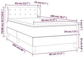 Pat box spring cu saltea, gri inchis, 80x200 cm, textil Morke gra, 80 x 200 cm, Nasturi de tapiterie