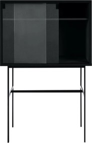 Vitrină neagră cu ușă glisantă 70x109x40 cm Lekko – noo.ma