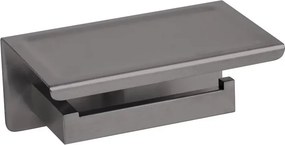 Suport hartie igienica Balneo Qarx cu raft Gun Metal mat
