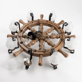 Brilagi - Candelabru pe lanț TIMONA 8xE14/40W/230V Ø70 cm fag/nuc