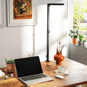 HOMCOM Lampă de Birou LED Dimmabilă cu Clește, Braț Reglabil și 2 Culori de Lumină, Negru | Aosom Romania