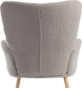 Fotoliu Modern Imbottito de Sufragerie HOMCOM, Fotoliu de Dormitor în Țesătură Sherpa cu Spătar Înalt și Brațe, Fotoliu Relax cu Cadru din Oțel pentru Sufragerie, Gri Deschis | Aosom Romania