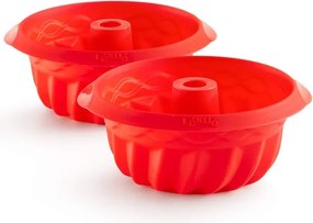 Set 2 forme de copt chec Lekue 1010162, Ø15 cm, 700 ml, -60°C/+220°C, Silicon platinat, Rosu