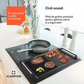 Klarstein Delicatessa Grill Pan , placă pentru grill, accesoriu pentru plită cu inducție, negru