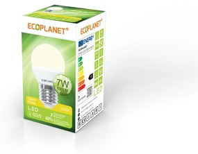 Bec LED Ecoplanet glob mic G45, E27, 7W (60W), 630 LM, A+, lumina calda 3000K, Mat Lumina calda - 3000K, 1 buc